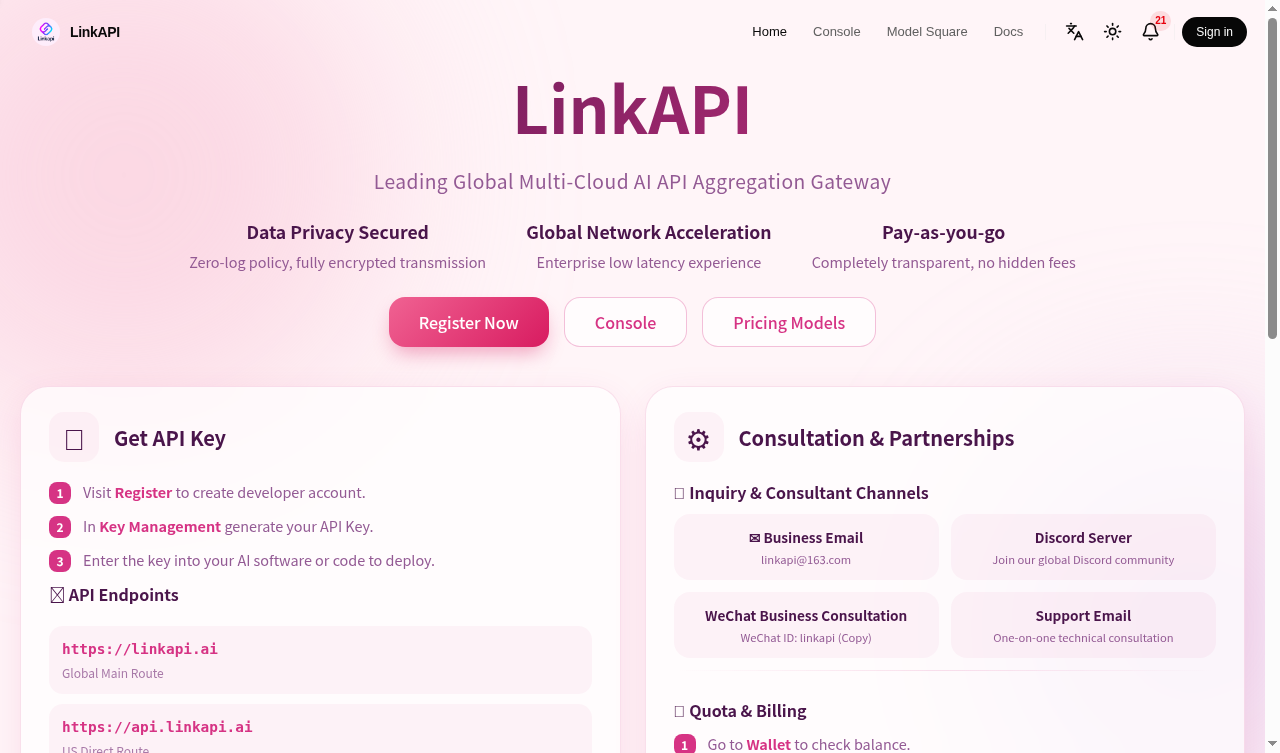 LinkAPI首页截图