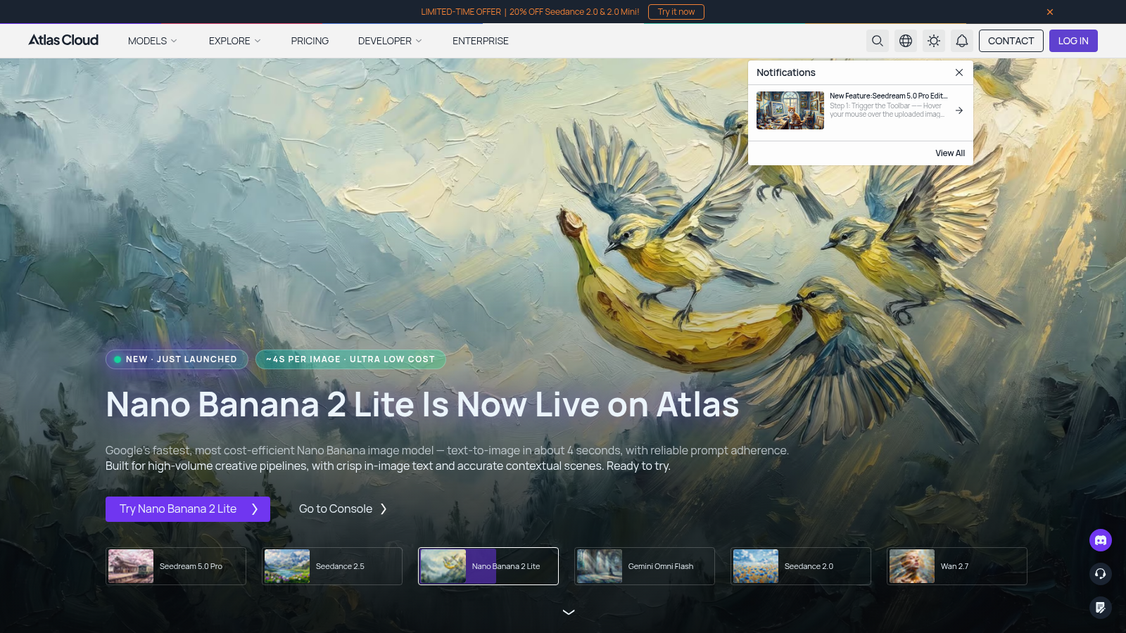 Atlas Cloud 首页截图